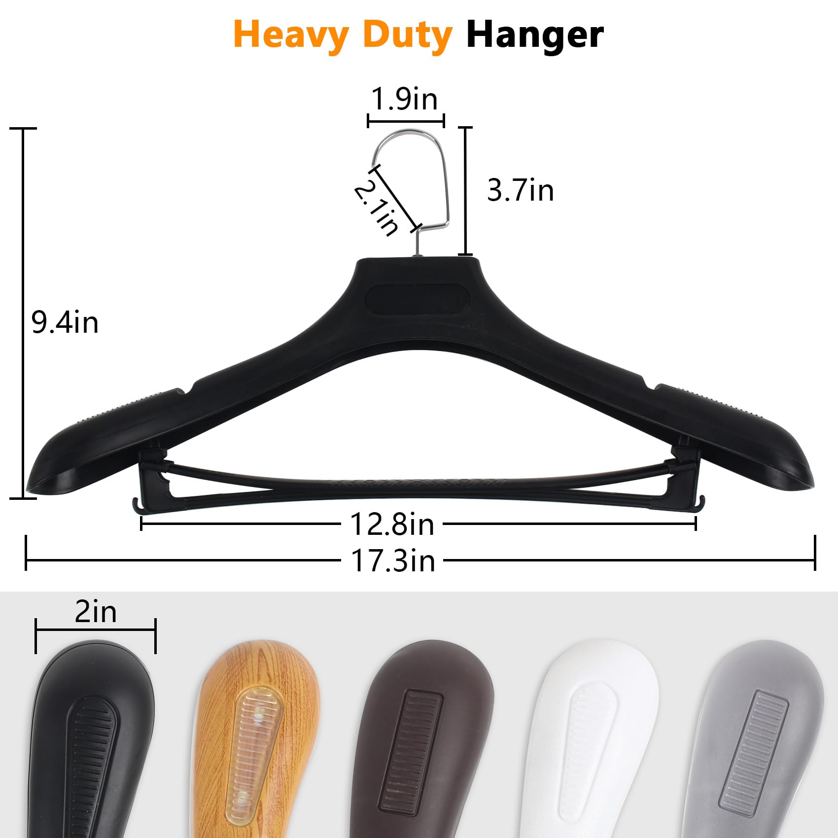Dedu Plastic Extra Wide Shoulder Suit Hangers For Men 10 Pack Width 17.7'', Black Sweater Hangers No Shoulder Bump Non Slip For