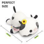 Onsoyours Cute Cow Plushie With Sunflower Headwear, Soft Stuffed Milk Cow Squishy Plush Animal Toy Flower Cow Pillow For Kids (S