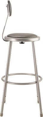 National Public Seating Grey Steel Stool With 30" Vinyl Upholstered Seat And Backrest