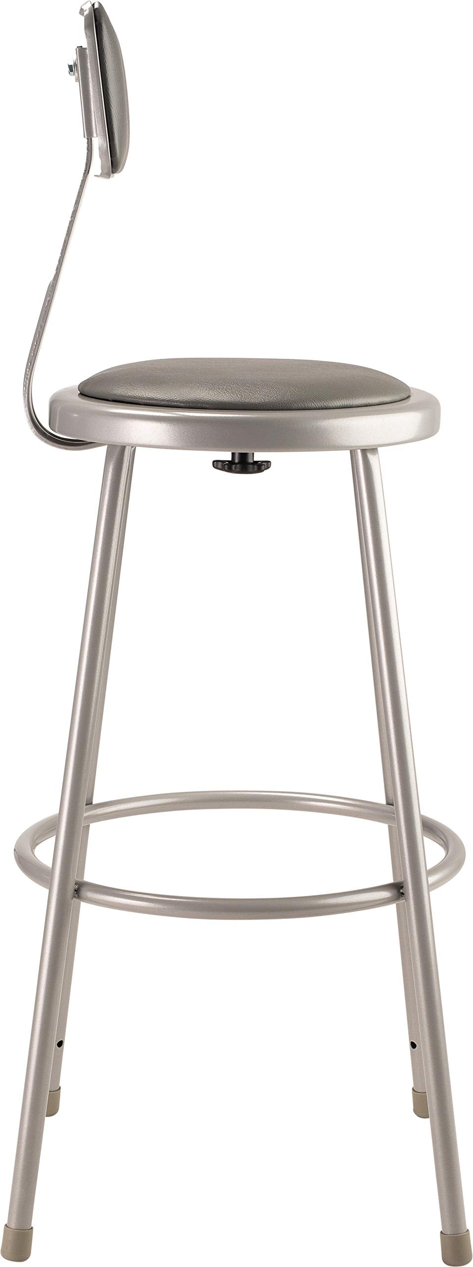 National Public Seating Grey Steel Stool With 30" Vinyl Upholstered Seat And Backrest