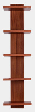 Captiver Donald Wooden Wall Mounted Books Shelf Racks Stands (5 Tier,Teak) Home Decor Library Bedroom Room Designer Floating Sel