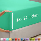 Nestl Mint California King Fitted Sheet, Extra Deep Pocket Cal King Fitted Sheet Only, 1800 Microfiber Fitted Bed Sheet, Ultra Soft Fitted Sheet California King Fits Up To 24 Inch Mattress