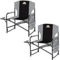 Colegence Oversized Directors Camping Chair Set of 2 Support 600 LBS, Heavy Duty Folding Outdoor Chairs with Detachable Side Poc