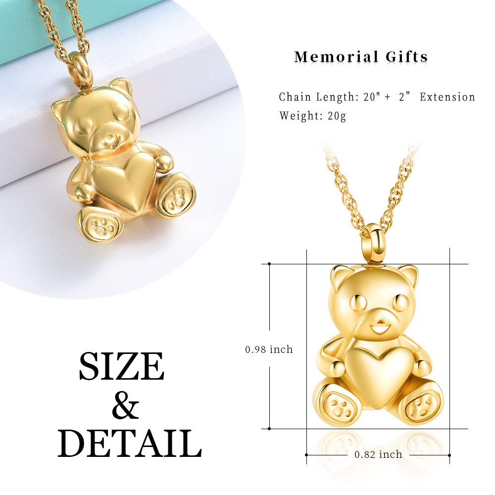 Cremation Jewelry Urn Nekclaces For Ashes For Women Gilrs Teddy Bear Keepsake Memorial Necklace For Human Pet Baby Ashes