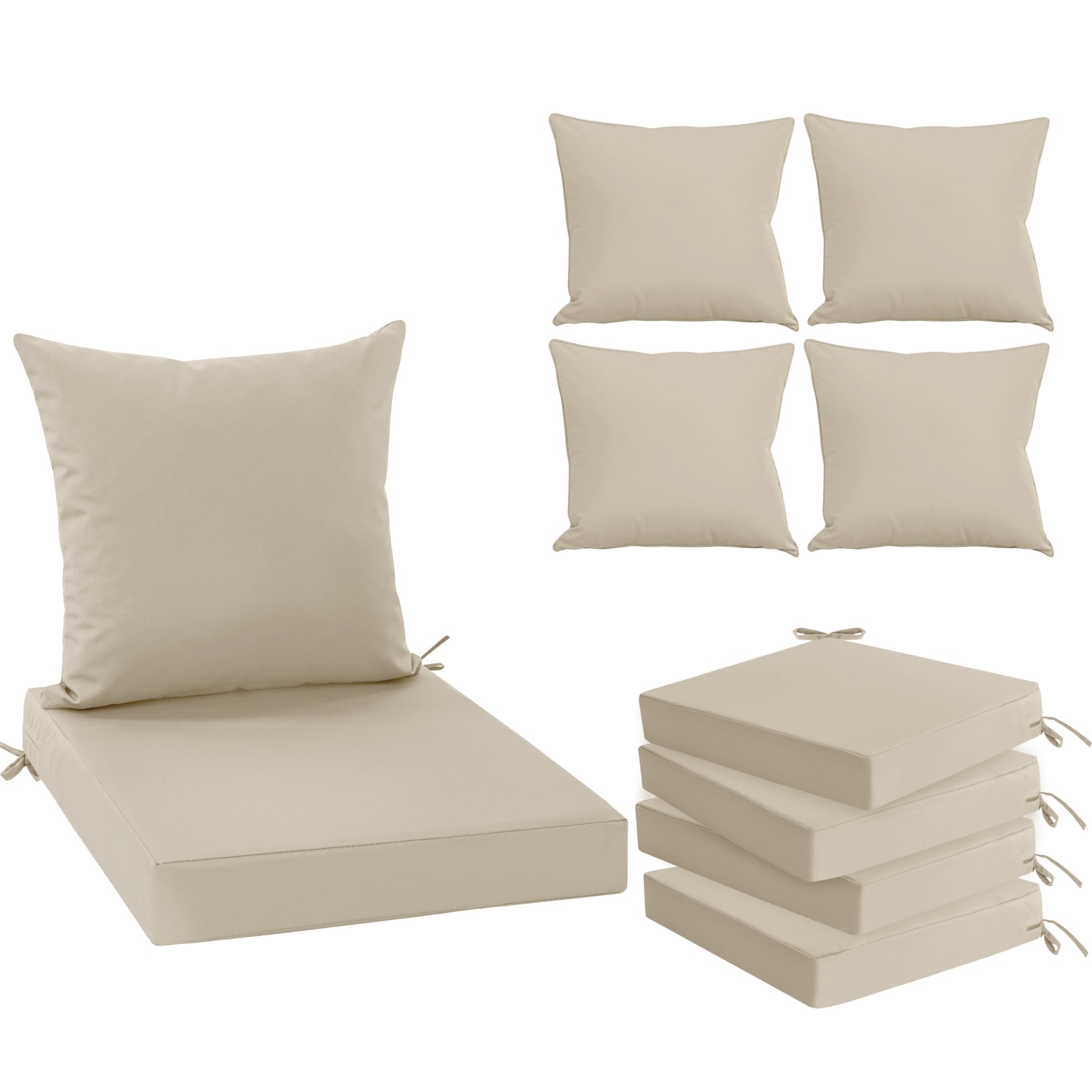 Summsun Outdoor Chair Cushions Set Of 4, Waterproof Backrest And Deep Seat Cushion Set For Patio Furniture, Outdoor Sofa Replace