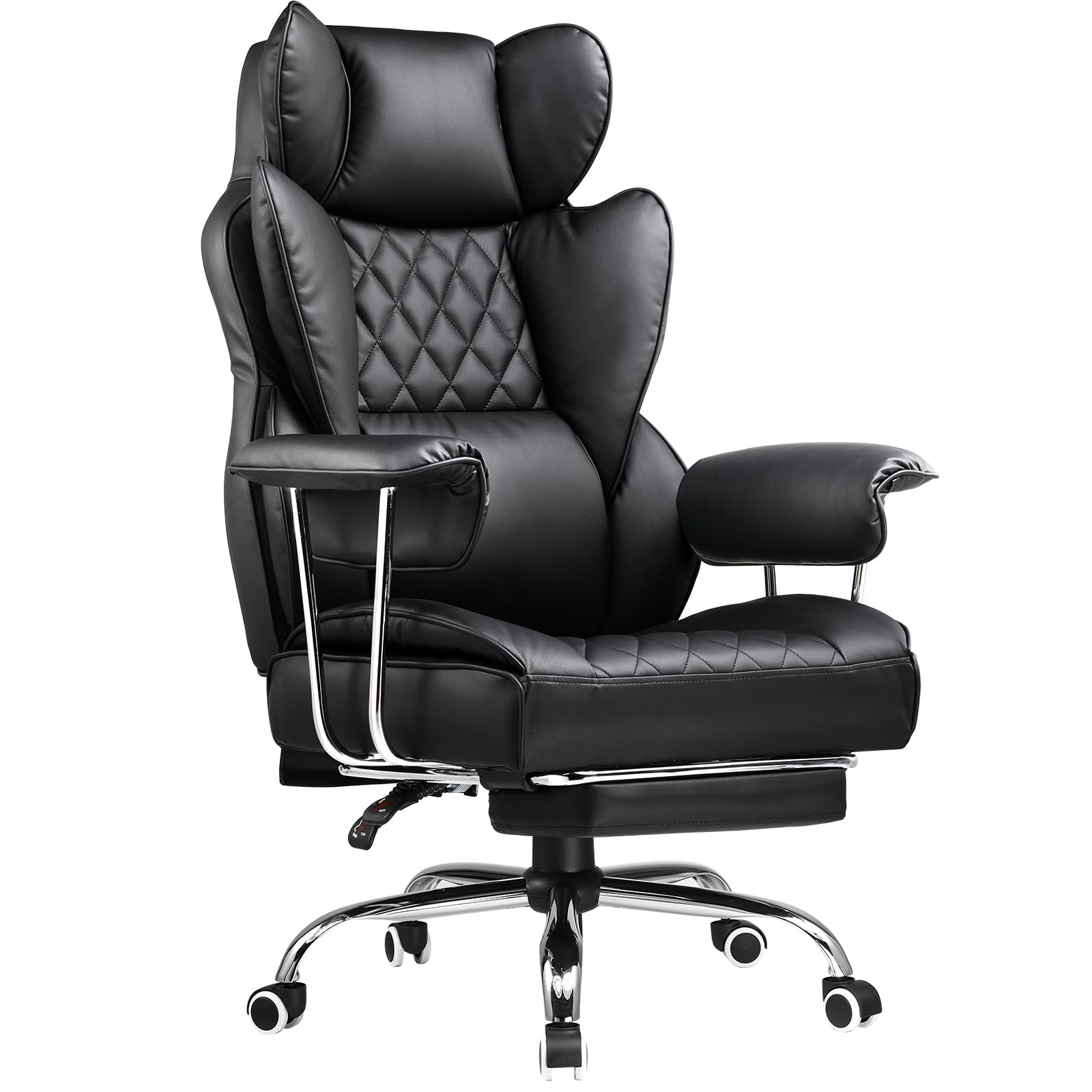 COMHOMA Big and Tall Office Chair, High Back Leather Gaming Chair with Footrest, Executive Ergonomic Office Chair with Pocket Sp