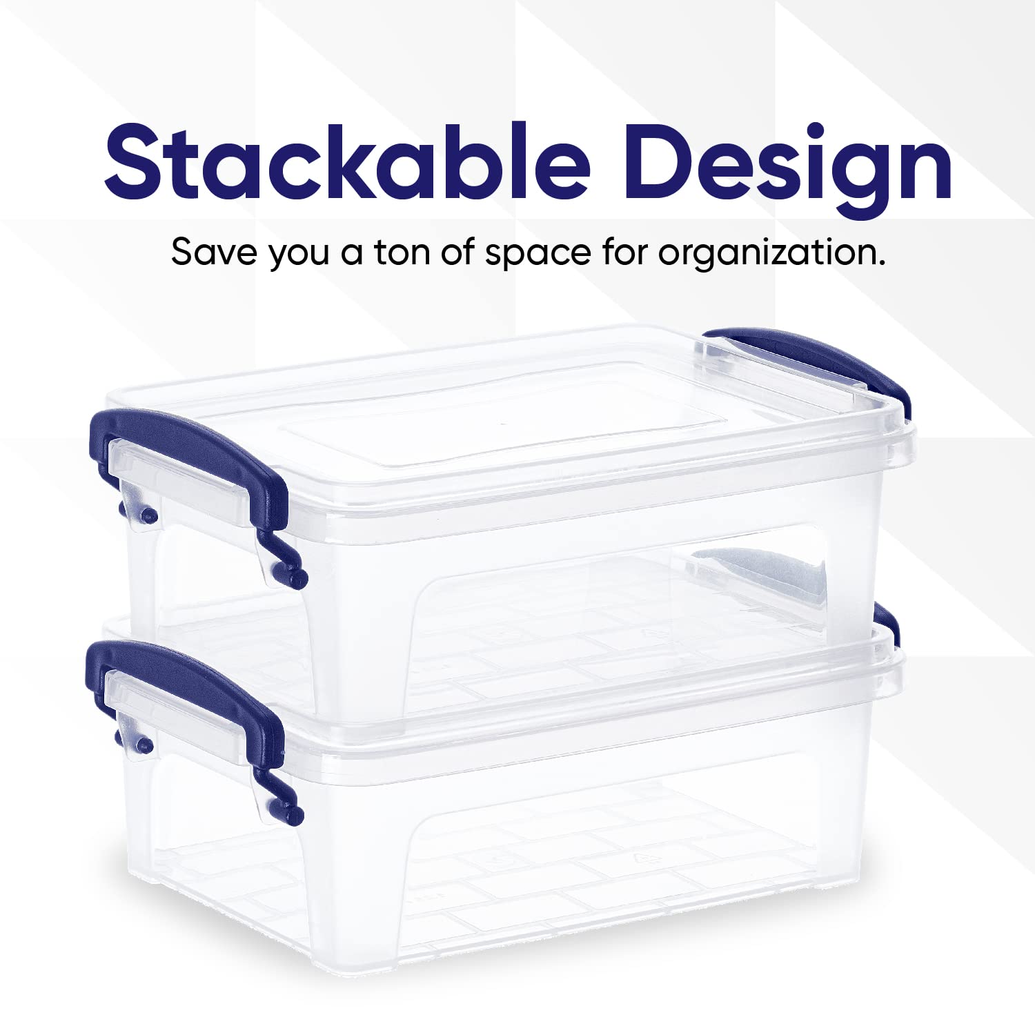 Superio Clear Storage Bins With Lids, Stackable Storage Box With Latches And Handles, Extra Small, 2 Pack 2 Quart