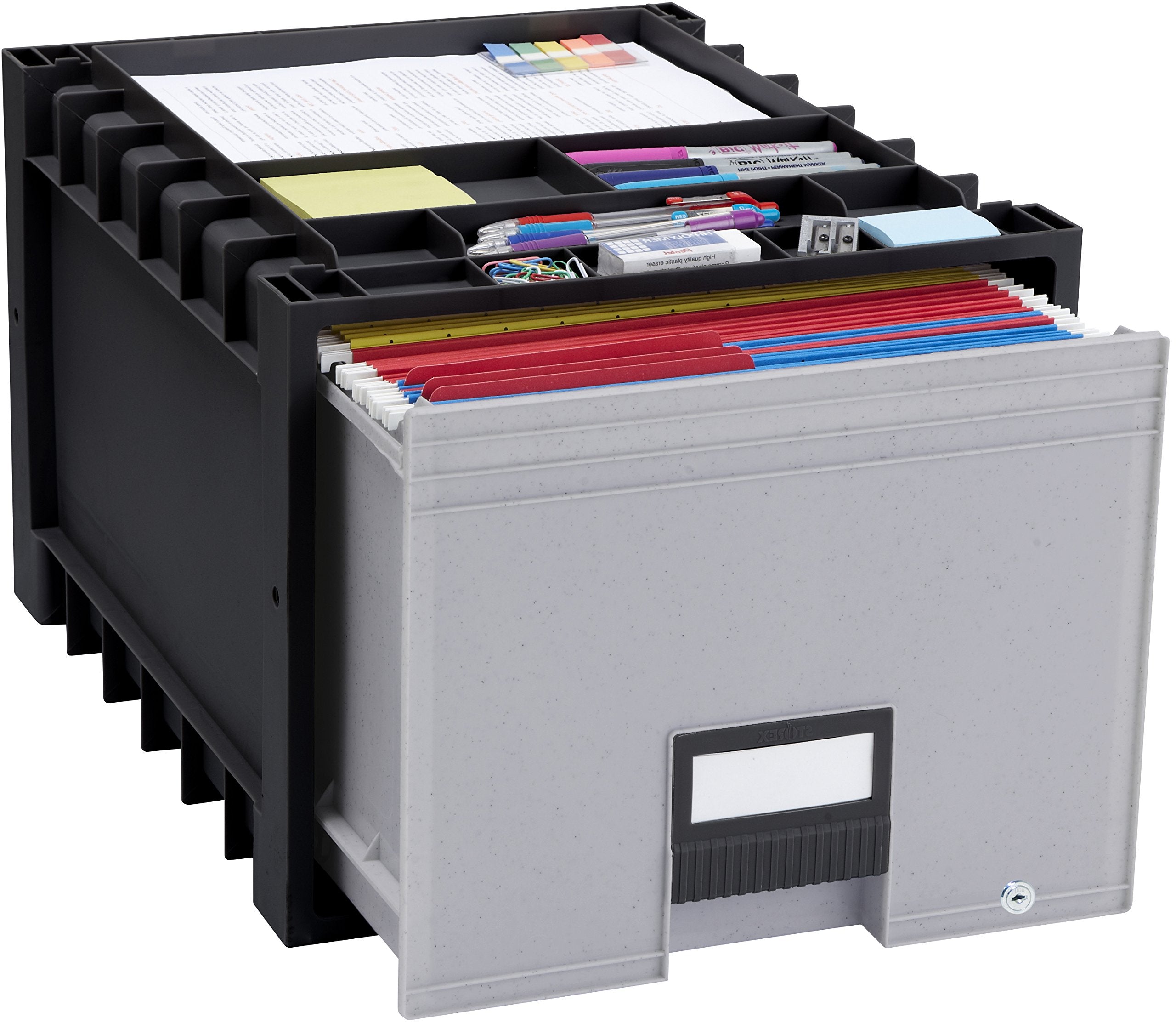 Storex Plastic Archive Storage Lock, Letter Size, 18-Inch Drawer, Black (Stx61178U01C)