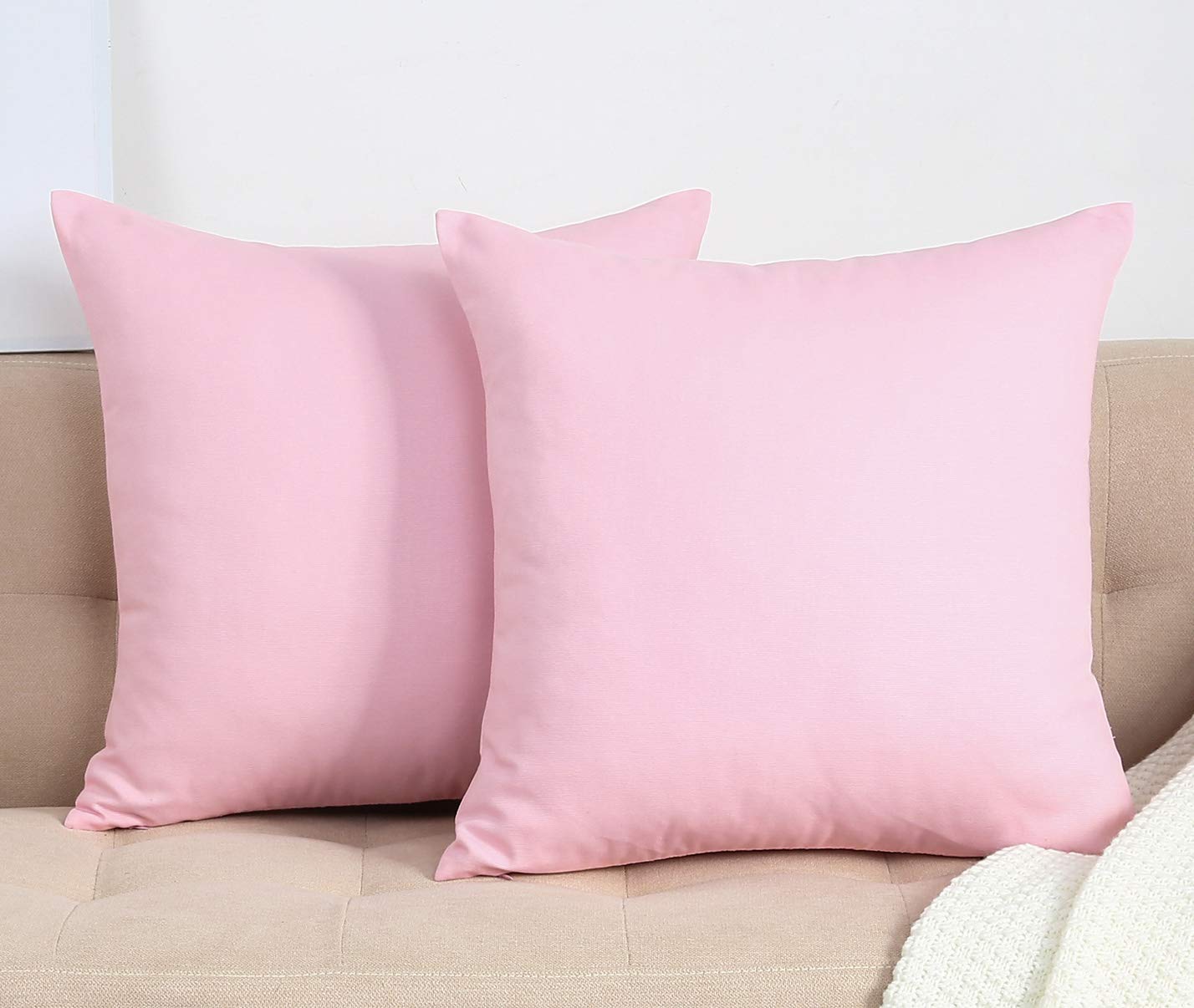 Tangdepot Handmade Decorative Solid 100% Cotton Canvas Throw Pillow Covers/Pillow Shams, (22'X22', Salmon Pink)