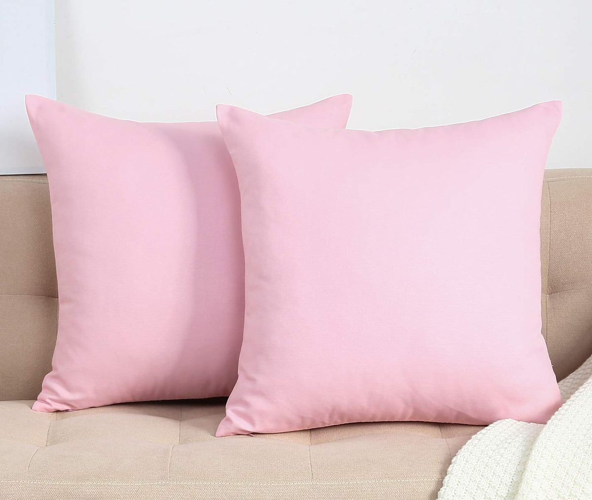 Tangdepot Set Of 2 Handmade Decorative Solid 100% Cotton Canvas Throw Pillow Covers/Cushion Covers, 45 Colors Available - (16'X