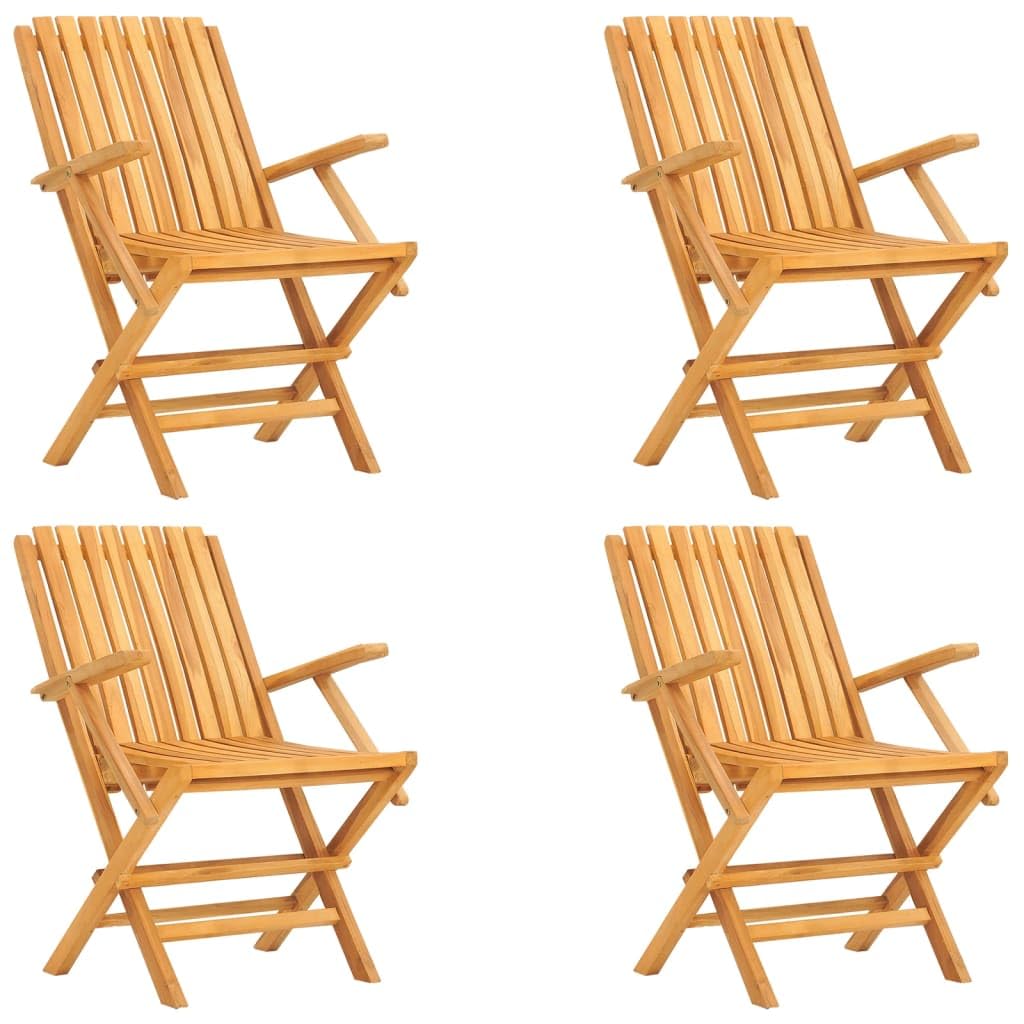 vidaXL 5 Piece Patio Dining Set in Solid Teak Wood - Foldable Design with Comfortable Seating and Sturdy Tabletop - Ideal for Outdoor Dining