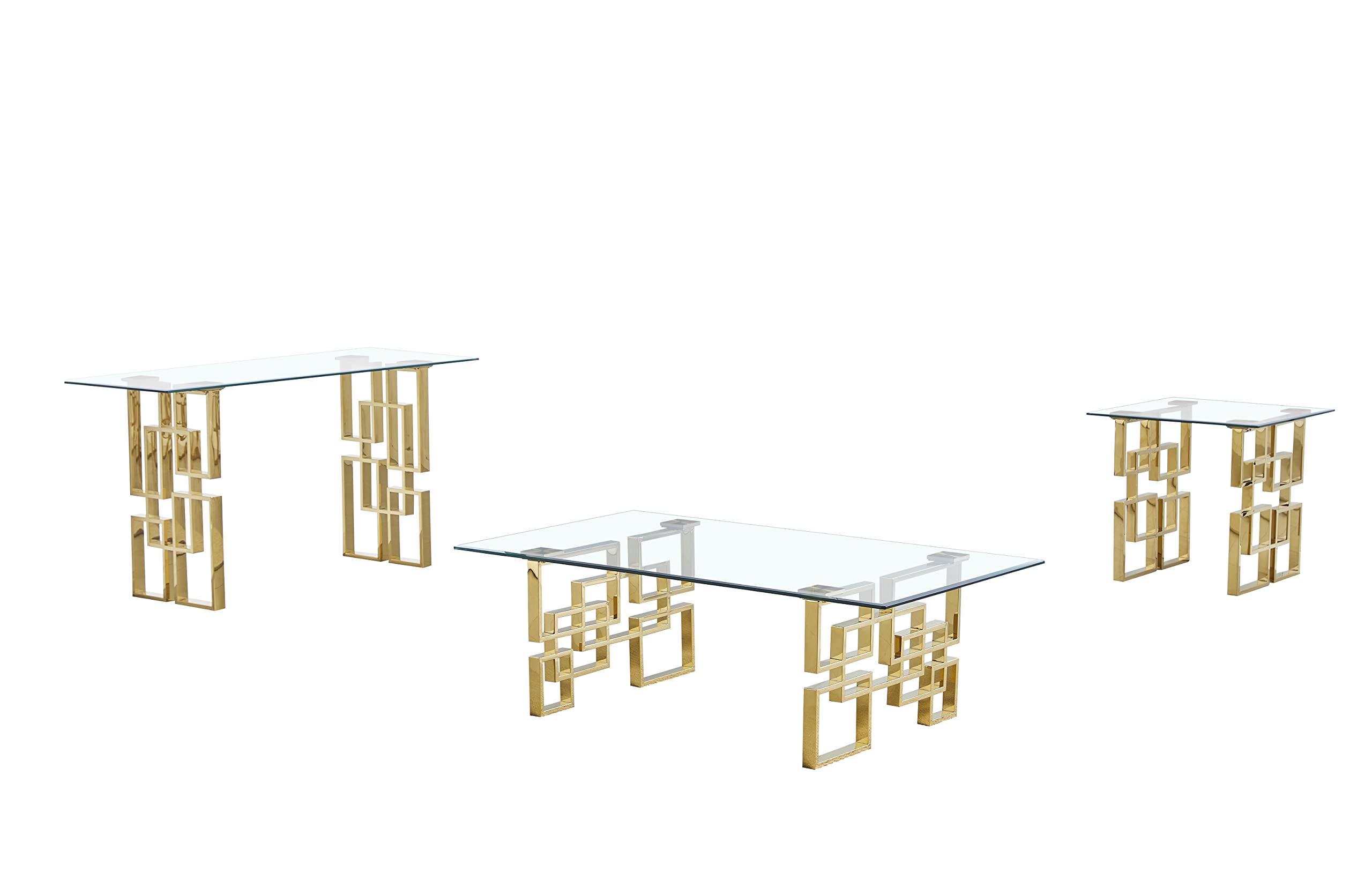 Best Quality Furniture CT236-7-8 Coffee Table Set, Gold