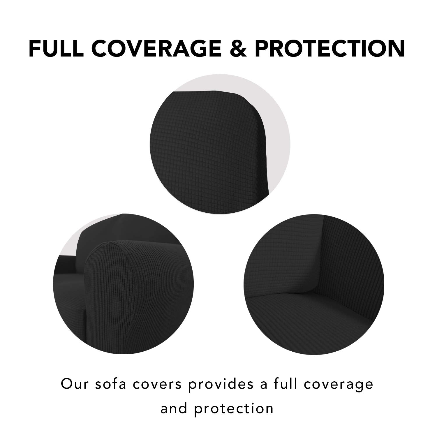 Purefit Stretch Sofa Slipcover – Spandex Jacquard Non Slip Soft Couch Sofa Cover, Washable Furniture Protector With Non Skid Foam And Elastic Bottom For Kids (Sofa, Black)