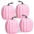Artmag 6 Inch Large Artificial Pumpkins, 4PCS Big Pink Pumpkins Faux Foam Harvest Pumpkins for Fall Autumn Thanksgiving Seasonal