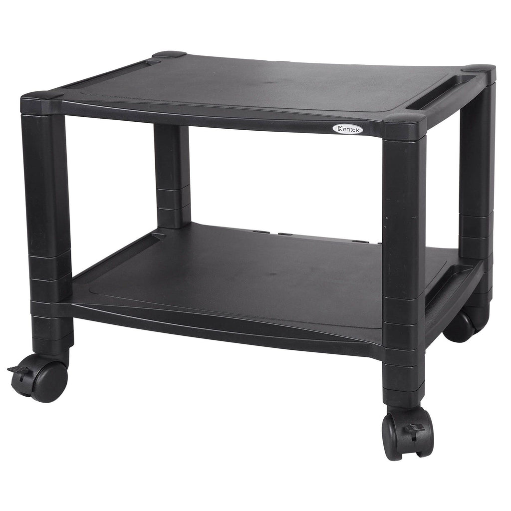 Kantek Mobile Printer Stand, Extra Wide, 2 Shelf, Under Desk, 20'X13.25'X14.125', Adjustable Height, Cable Management, Desk S