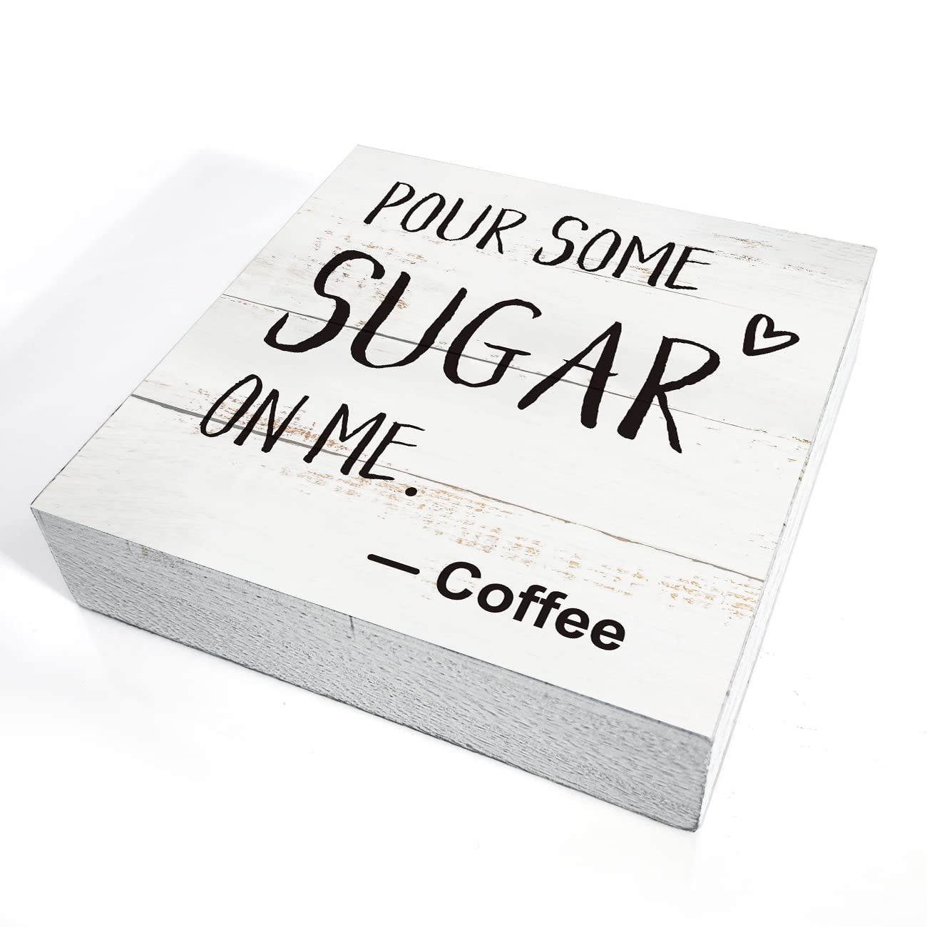 Coffee Wood Box Sign Kitchen Home Decor, Rustic Funny Pour Some Sugar On Me Wooden Box Sign Block Plaque For Wall Tabletop Desk