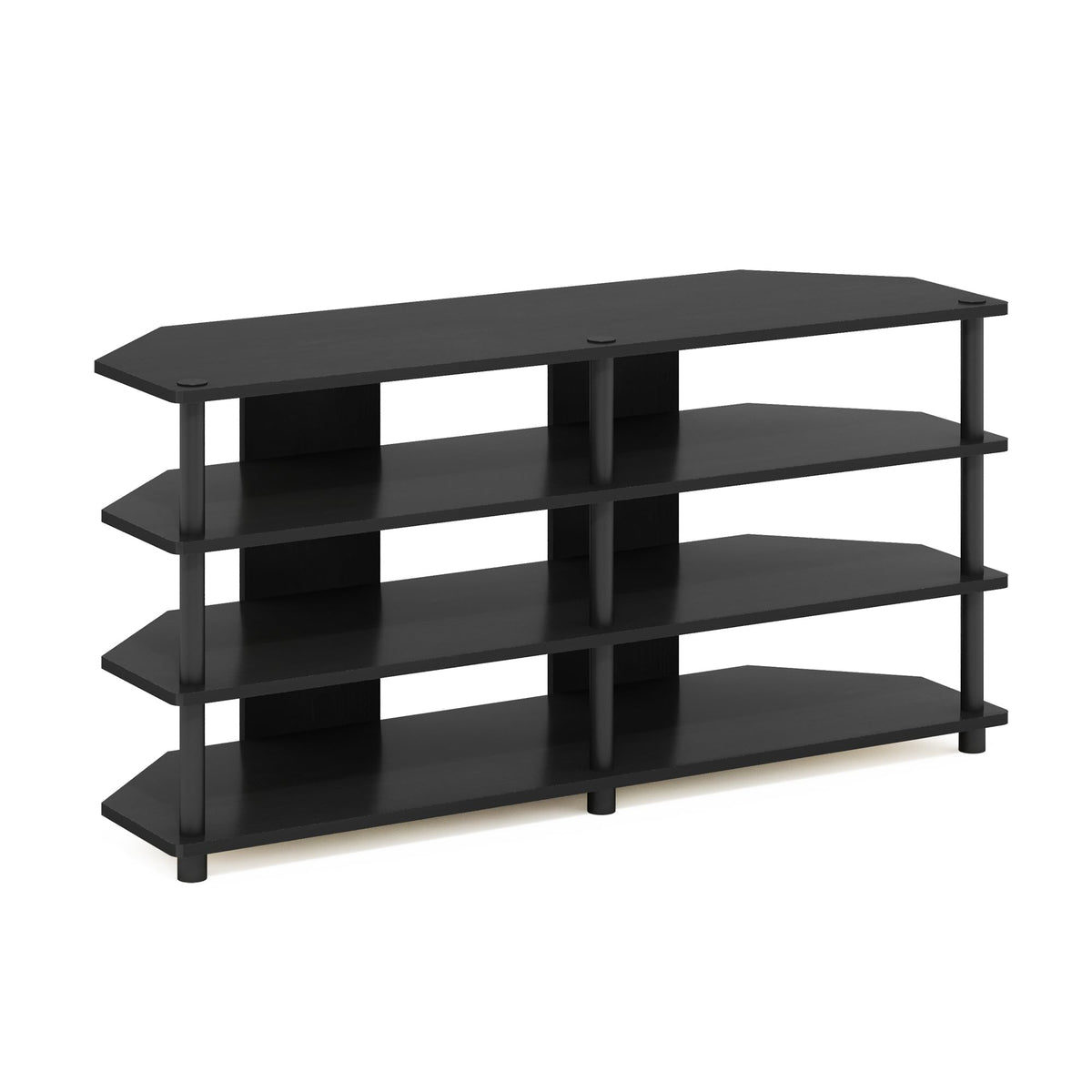 Furinno Econ Easy Assembly 4-Tier Corner TV Stand for TV up to 55-Inch, Blackwood/Black