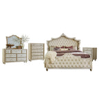 Coaster Antonella Eastern King Bed 5-Piece Set, Ivory/Camel