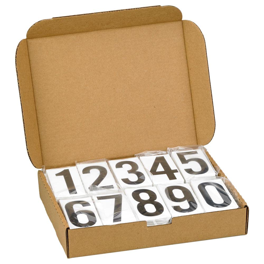 Placard Vinyl Numbering Kit - 3.5'H Permanent Adhesive White-Back Vinyl With Black Numbers - 50 Decals Of Numbers 0-9, 500 Tota