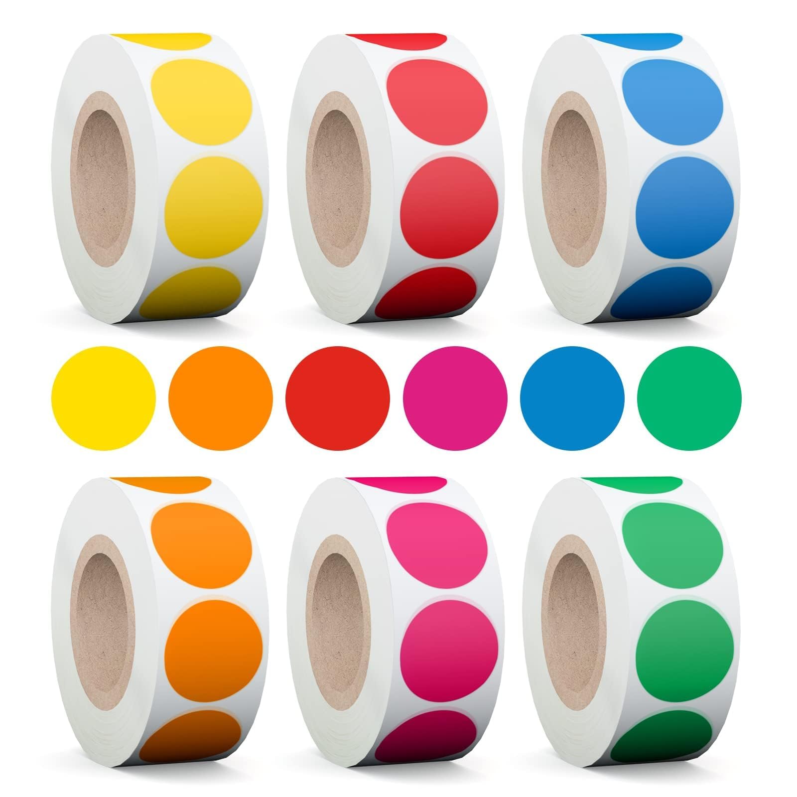 1600Pcs 3/4 Inch Colored Dot Stickers Round Color Coding Labels Polka Circle Dot Label Sticker For Office, 10 Colors Micro-Color