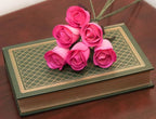 6 Pink Roses With Hot Pink Tips Half Open Bud Wooden Roses For Crafts Custom Bouquets And Other Projects. 10 Colors To Choose Fr