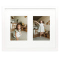 Golden State Art, 11x14 White Wood Frame with White Mat - Displays Two 5x7 Photos - Tempered Glass, Sawtooth Hangers, Swivel Tab