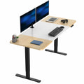 VIVO Electric 71 x 30 in Standing Desk, Memory Height Adjustment, 1B Series, Holds 220 lbs, White and Light Wood Top, Black Fram