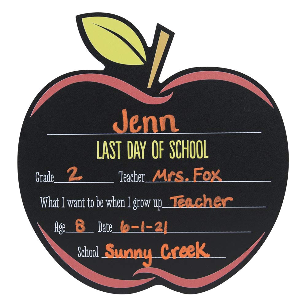Canopy Street First & Last Day Of School Reusable Chalkboard Sign Photo Prop Set - Easy Clean Back To School And Last Day Sign -