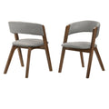 Armen Living Rowan Mid-Century Modern Accent Dining Chair Finish Fabric-Set of 2, 21'' Wide, Walnut/Grey