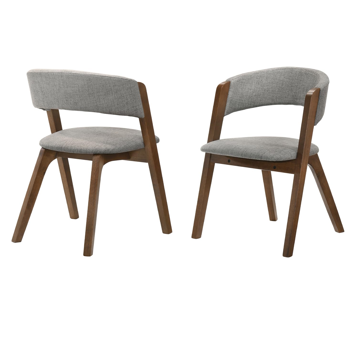 Armen Living Rowan Mid-Century Modern Accent Dining Chair Finish Fabric-Set of 2, 21'' Wide, Walnut/Grey