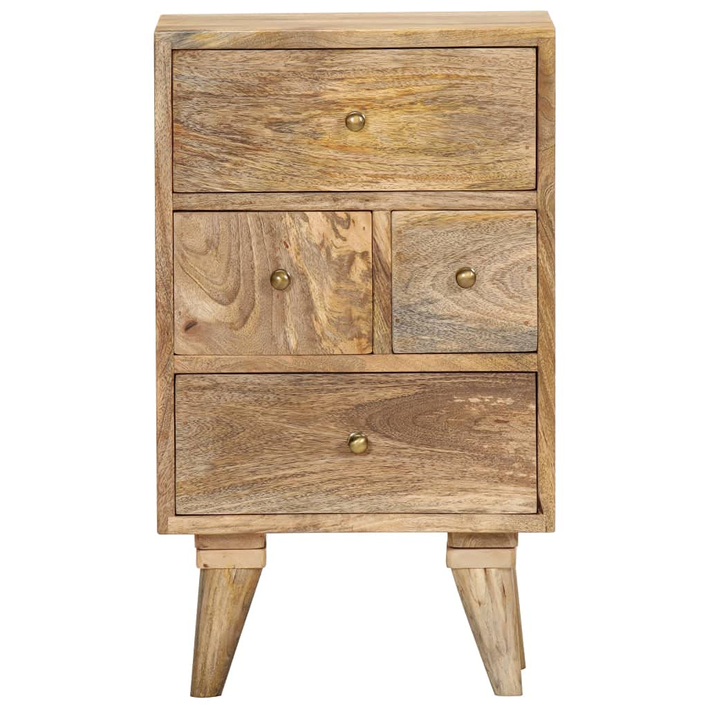 vidaXL Solid Mango Wood Bedside Cabinet - Versatile Nightstand with 4 Drawers and Beautiful Natural Finish - Dimensions: 14.2"x11.8"x23.6"