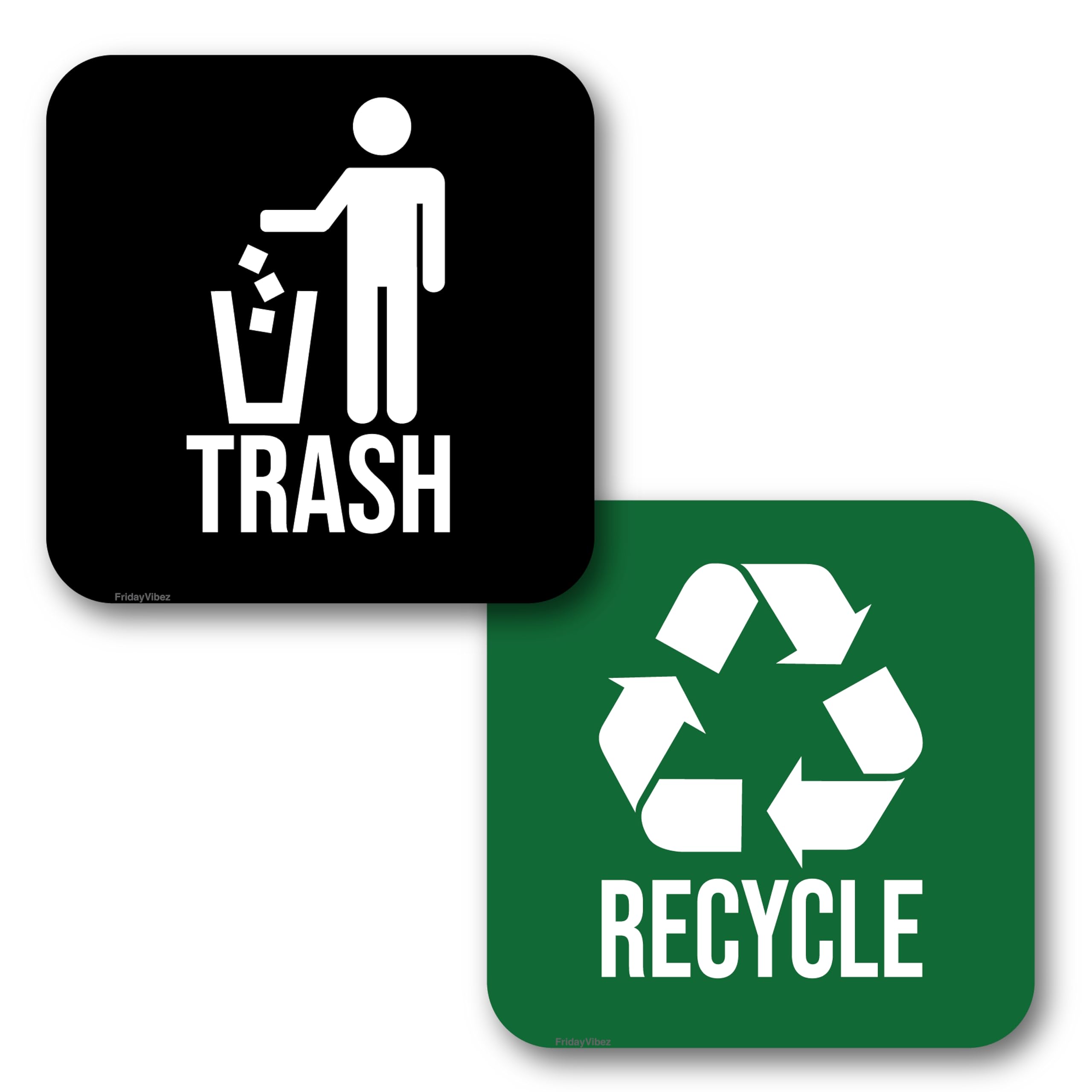 Recycle and Trash Magnets for Kitchen Trash Cans and Recycling Bins, Indoor Trash and Recycle Magnet Combo for Garbage Can Logo 