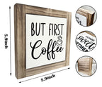Coffee Wood Plaque Sign, But First Coffee, Box Wood Plaques Desk D  Cor, Rustic Wood Coffee Table Sign, Decor For Kitchen Home O