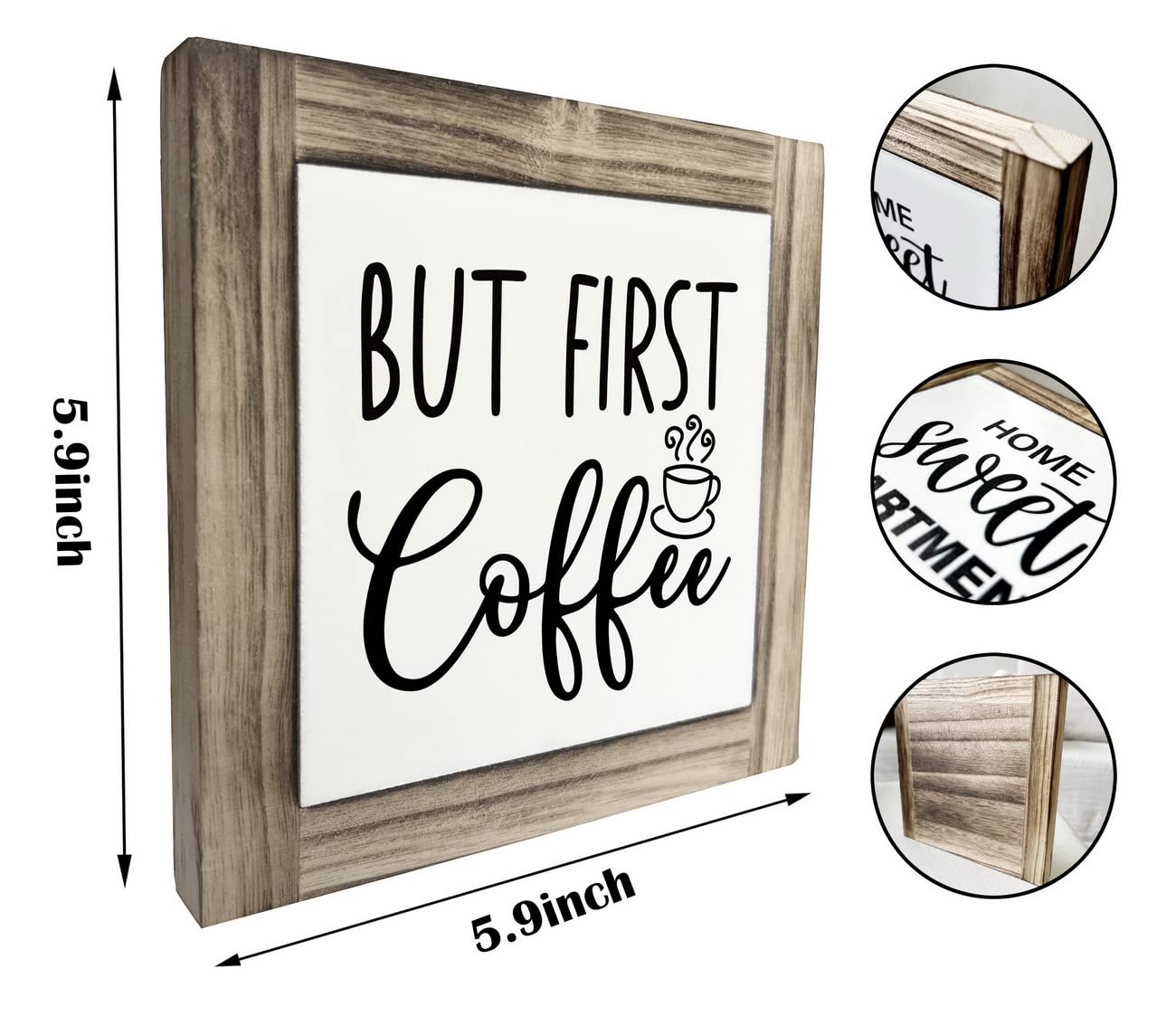 Coffee Wood Plaque Sign, But First Coffee, Box Wood Plaques Desk D  Cor, Rustic Wood Coffee Table Sign, Decor For Kitchen Home O