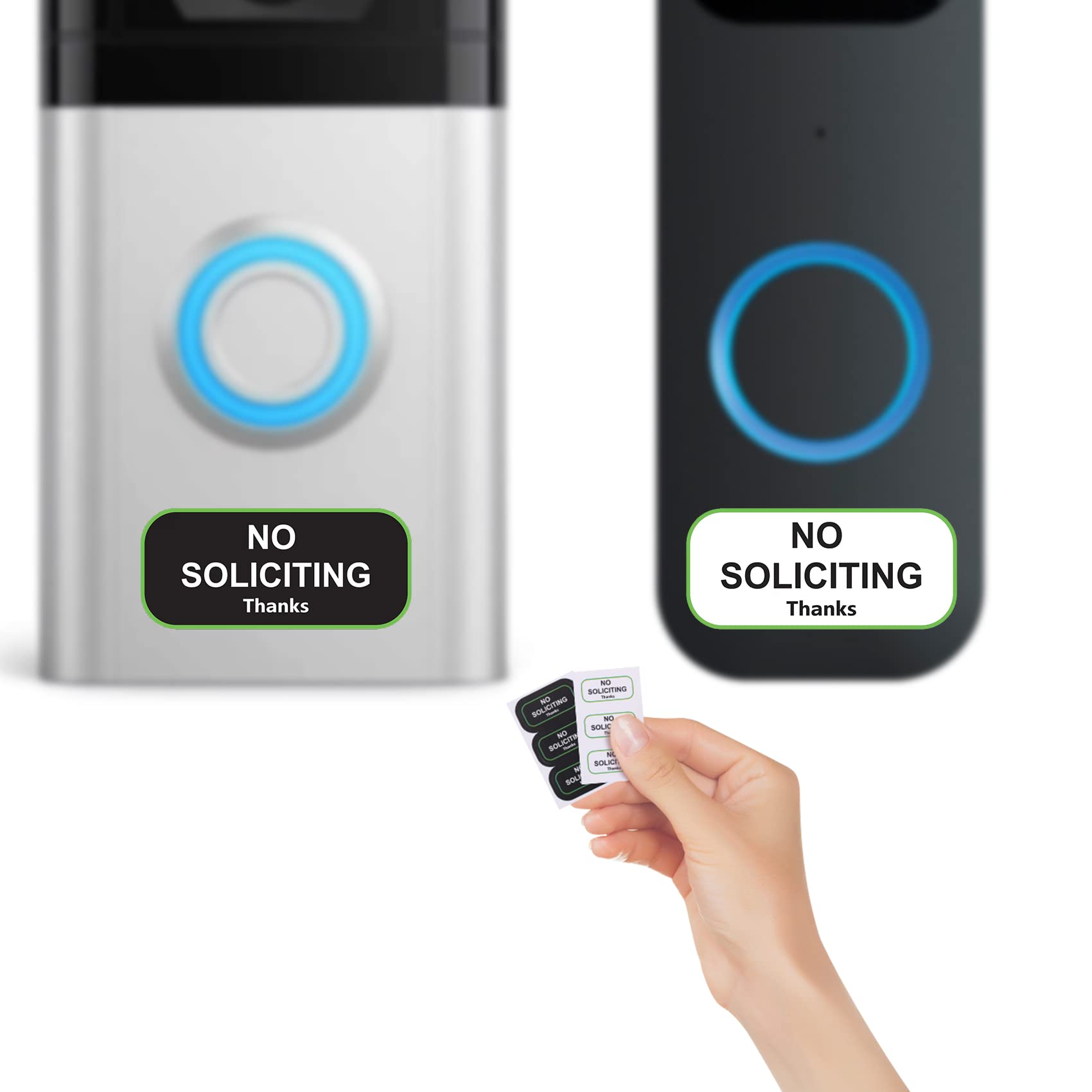 Small No Soliciting Sign For House,1X0.5 Inches Compatible With Most Doorbells,Weatherproof And Sturdy - Easy To Install (3 Blac