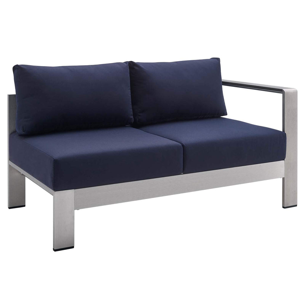 Modway Eei-4222-Slv-Nav Shore Sunbrella Patio Right-Arm In Silver Navy, 27.5 X 53 X 25