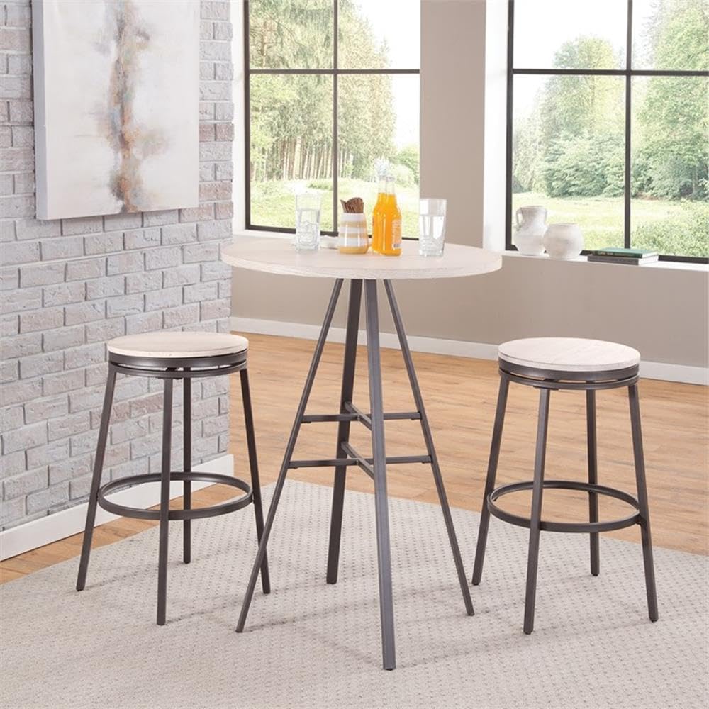 American Woodcrafters Jaidon Gray Metal High 30" Round Pub Table