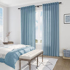 Joywell Linen Blend Pinch Pleated Curtains 90 Inch Long,Back Tab Clip Rings Semi Sheer Light Filtering Window Drapes Soft Lightweight With Hooks For Bedroom Living Room,W50 X L90,Blue,2 Panels Set