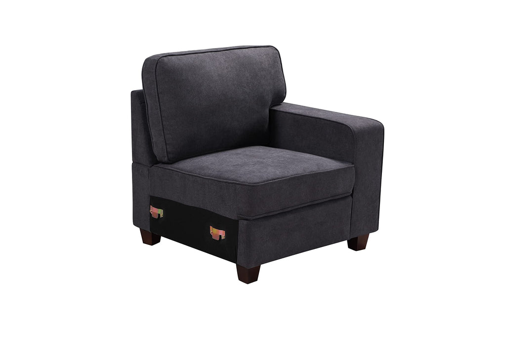 Lilola Home Jocelyn Dark Gray Woven 6Pc Modular L-Shape Sectional Sofa with Ottoman