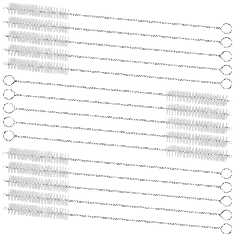 GFDesign Drinking Straw Cleaning Brushes Set Pipe Tube Cleaner Nylon Bristles Stainless Steel Handle - 8' x 3/8' (10mm) - Set 