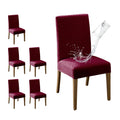 MOSAYT 100% Waterproof Winter Christmas Chair Covers Set of 6, Super Fit Stretch Jacquard Parson Chairs Slipcovers Removable Was