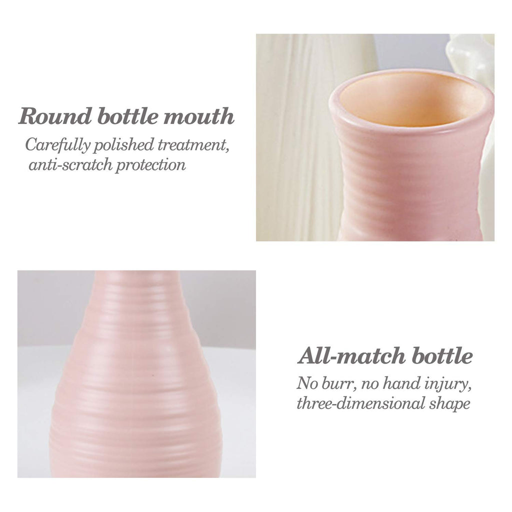 Unbreakable Vase For Flowers, Ceramic Look Plastic Vase For Home Decor, Living Room, Table (Seashell Pink)