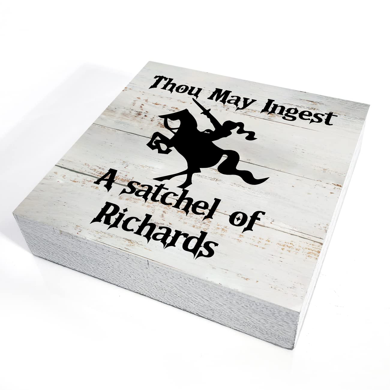 Sarcastic Kitchen Wooden Box Sign Desk Decor Rustic Funny Thou May Ingest A Satchel Of Richards Wood Block Plaque Box Sign For H