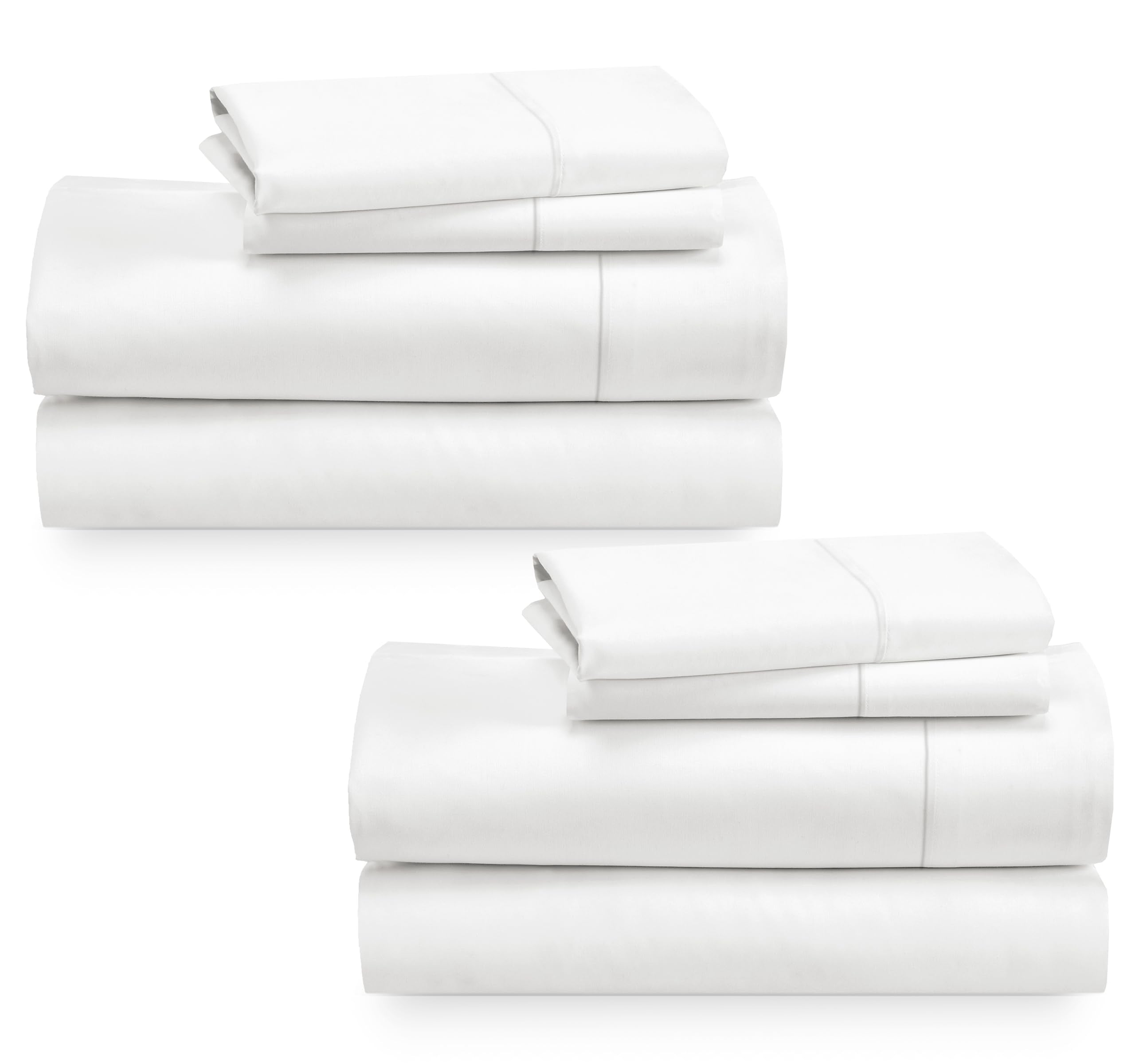 2-Pack Luxury Queen Sheet Sets - 400 Thread Count 100% Cotton Sateen - Extra Soft, Breathable & Cooling Sheets, Wrinkle Resistan