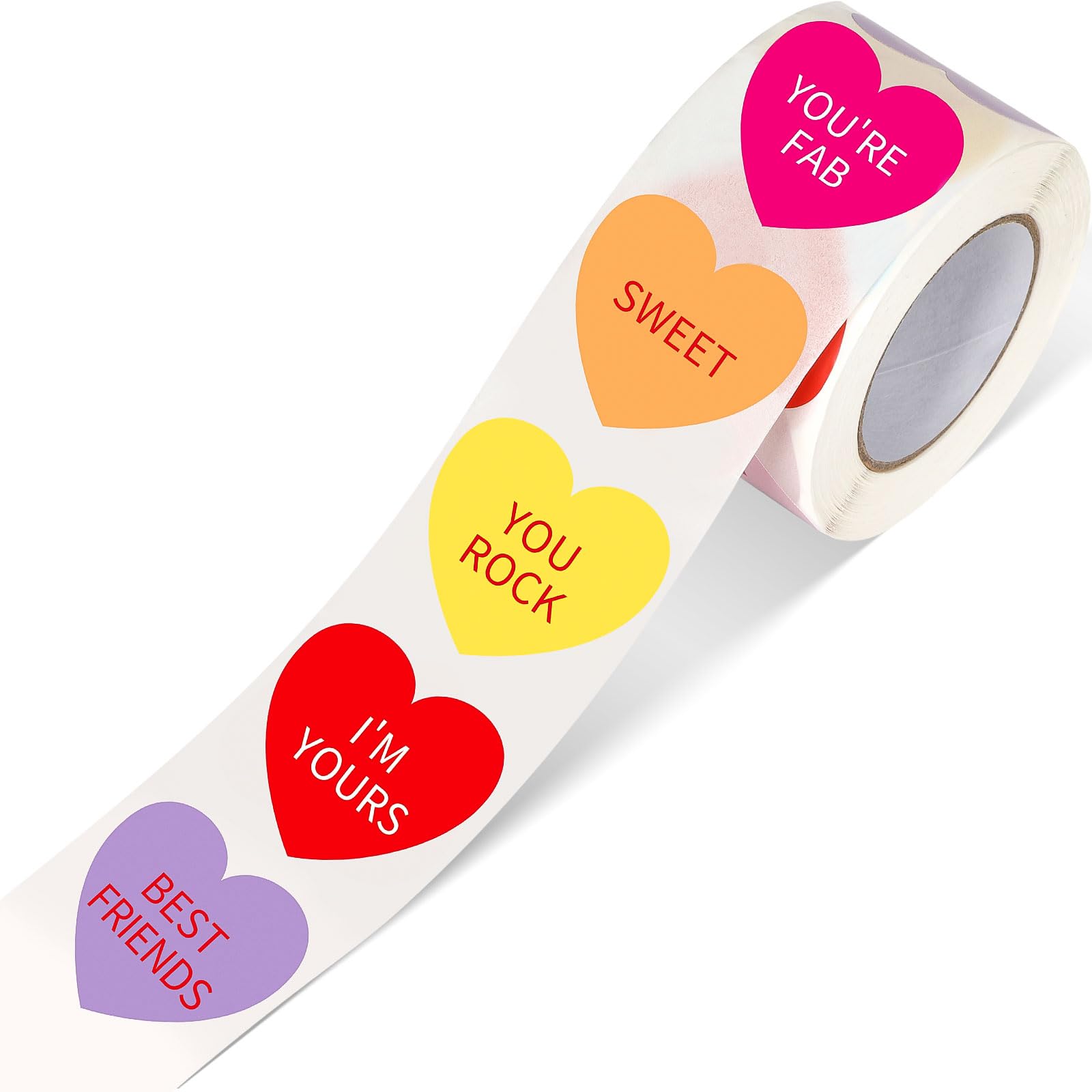 Sannix 500 Pcs Heart Stickers Valentines Stickers Roll Valentine'S Day Heart Colored Sticker Craft Labels Conversation Hearts En