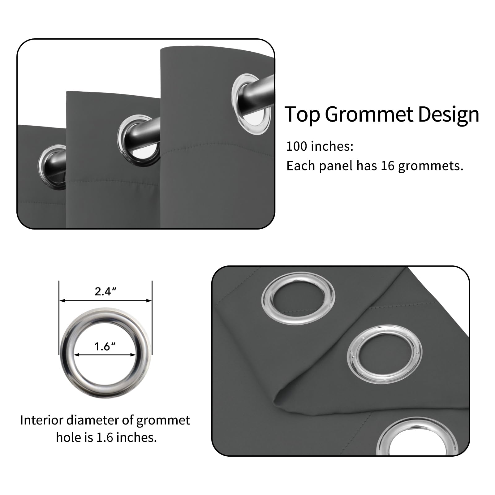 Easy-Going Blackout Door Curtains For Bedroom, Solid Thermal Insulated Grommet And Noise Reduction Window Drapes, Room Darkening Curtains For Living Room, 1 Panel (100X96 In, Gray)