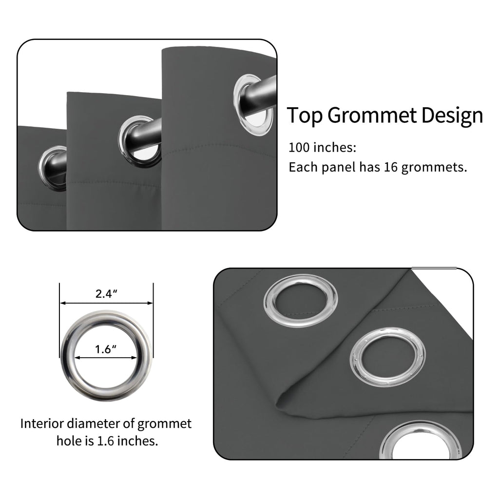 Easy-Going Blackout Door Curtains For Bedroom, Solid Thermal Insulated Grommet And Noise Reduction Window Drapes, Room Darkening Curtains For Living Room, 1 Panel (100X96 In, Gray)