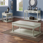Steve Silver Hemingway Cottage Styling, Alabaster Finish, Working Drawer, Farmhouse Design, Ebony Metal Hardware Sofa Table, 50 x 17 x 30