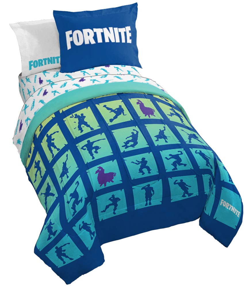 Jay Franco Fortnite Boogie Bomb 5 Piece Twin Bed Set - Includes Reversible Comforter & Sheet Set - Super Soft Fade Resistant Mic