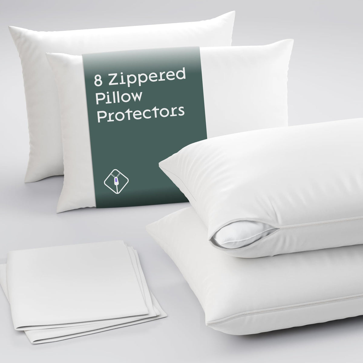 Niagara 8 Pack Of Pillow Protectors With Zipper King Size, Effective Dust Protection, Quiet, Stay In Place Pillow Covers, Breath